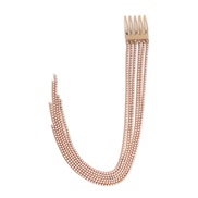 (Rice white )Korea Pearl hair clip high beads tassel With diamondins long style chain head