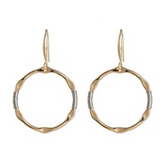 ( Goldcircular )UR fashion gold silver color Word earrings geometry square Round more style