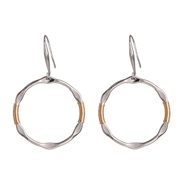 ( Silvercircular )UR fashion gold silver color Word earrings geometry square Round more style