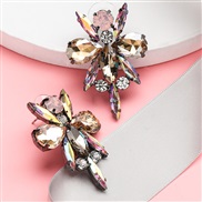 ( Gold)occidental style exaggerating personality Rhinestone glass diamond diamond earrings woman retro temperament fully