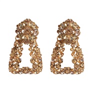 ( Champagne gold)occidental style wind geometry gem earrings fashion same style super earring arring