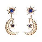 ( blue)UR fashion gold earrings star Moon earring