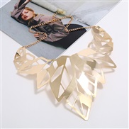 ( Gold)occidental style exaggerating hollow leaves necklace Metal necklace Collar woman  fashion