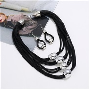 ( black)occidental style fashion  Metal multilayer chain temperament exaggerating necklace earrings set