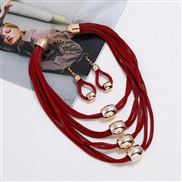 ( Burgundy)occidental style fashion  Metal multilayer chain temperament exaggerating necklace earrings set