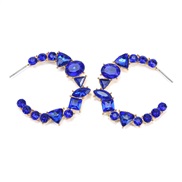 (  blue)occidental style exaggerating geometryc Alloy diamond earrings  brief temperament super colorful diamond ear stu