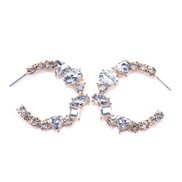 (  white)occidental style exaggerating geometryc Alloy diamond earrings  brief temperament super colorful diamond ear st