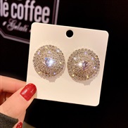 ( Silver)silver embed zircon earrings woman personality exaggerating super ear stud luxurious atmospheric fashion arring