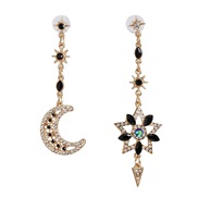 ( black)occidental style classic style star Moon earrings Korea fine diamond earring