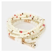 ( white)  occidental style Metal Eiffel Tower all-Purpose beads multilayer temperament bracelet woman F