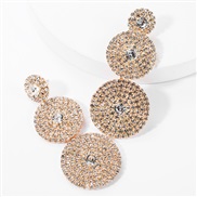( Gold)occidental style exaggerating multilayer Round diamond glass diamond Rhinestone fully-jewelled earrings woman sup