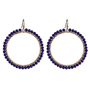 ( blue)occidental style fashion earrings lady color beads earring fashion Round