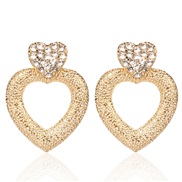 ( Gold)occidental style love earrings  personality Alloy diamond retro wind hollow Earring ear stud woman F