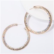 ( Gold)occidental style personality big circle Alloy diamond Rhinestone fully-jewelled earrings woman personality super