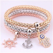 occidental style fashion brief three color tree pendant three color chain multilayer bracelet