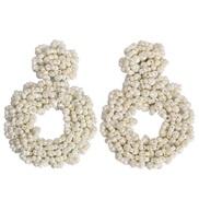 ( white)  Bohemia ethnic style fashion personality woman handmade weave beads beads earrings