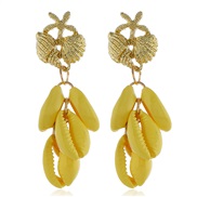 ( yellow)  natural Shells tassel earrings woman fashion wind ear stud occidental style