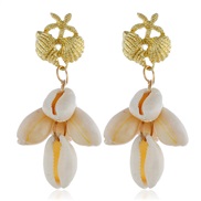 ( white)  natural Shells tassel earrings woman fashion wind ear stud occidental style