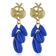 ( sapphire blue )  natural Shells tassel earrings woman fashion wind ear stud occidental style