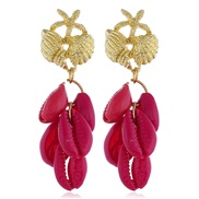 ( rose Red)  natural Shells tassel earrings woman fashion wind ear stud occidental style