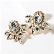 ( white)occidental style wind multilayer drop Oval Acrylic diamond fully-jewelled earrings woman fashion super ear stud 