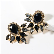 ( black)occidental style wind multilayer drop Oval Acrylic diamond fully-jewelled earrings woman fashion super ear stud 