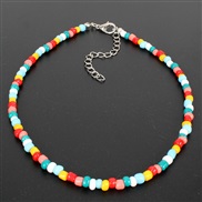 (   )occidental style  Bohemian style short style clavicle chain color beads handmade necklace woman