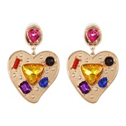 ( Gold)occidental style fashion heart-shaped earrings lady Street Snap earring beautiful Clothing collocation
