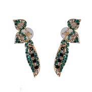 ( green) leaves zircon ear stud diamond fashion fashion occidental style woman style Leaf earrings