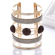 occidental style Metal textured thick hollow bangle  personality all-Purpose diamond width