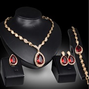 ( red)  occidental style Alloy necklace four drop gem clavicle chain bride banquet woman
