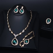 ( green)  occidental style Alloy necklace four drop gem clavicle chain bride banquet woman