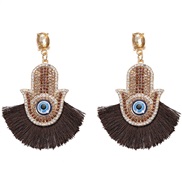 ( brown) fashion diamond samll eyes tassel earrings  tassel earrings