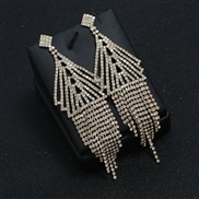 ( Gold)occidental style exaggerating personality Rhinestone temperament ear stud claw chain long style tassel earrings