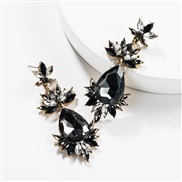( black)occidental style exaggerating drop multilayer Acrylic diamond flowers earrings woman retro temperament fashion f