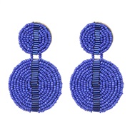 ( blue) occidental style geometry crystal beads ethnic style ear stud personality
