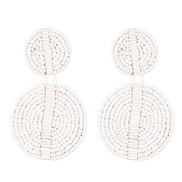 ( white) occidental style geometry crystal beads ethnic style ear stud personality