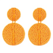 ( orange) occidental style geometry crystal beads ethnic style ear stud personality