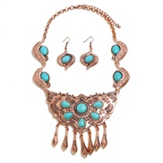 occidental style fashion retro Bohemian style Alloy embed turquoise necklace clavicle chain