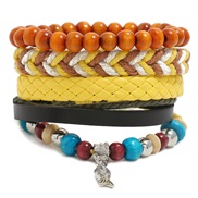 occidental style  multilayer weave Cowhide braceletdiy four leather bracelet