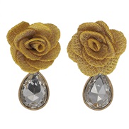 ( yellow)occidental style exaggerating handmade Cloth weave flowers earrings  all-Purpose diamond drop flowers earrings