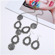 ( anti silver)occidental style exaggerating personality geometry drop Metal necklace earrings set
