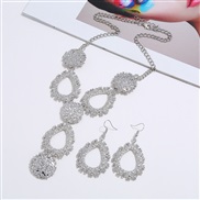( Silver)occidental style exaggerating personality geometry drop Metal necklace earrings set