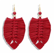 ( Oxblood red) occidental style exaggerating long tassel earrings handmade weave earring fashion Street Snap same style