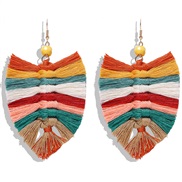 ( Color) occidental style exaggerating long tassel earrings handmade weave earring fashion Street Snap same style