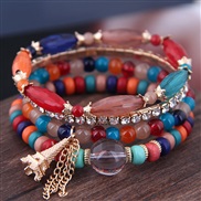 occidental style trend  concise all-Purpose Colorful Acrylic beads tower tassel multilayer fashion temperament bracele