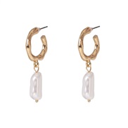 occidental style summer natural Pearl earrings woman ins wind exaggerating geometry big circle circle