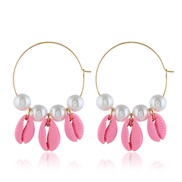 ( Pink) Shells earrings woman wind occidental style fashion arring Bohemia ear stud