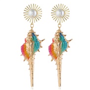 ( Color)  natural Shells gilded earrings woman fashion wind ar clip occidental style arring