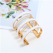 ( white)new Metal textured thick hollow bangle personality all-Purpose diamond width